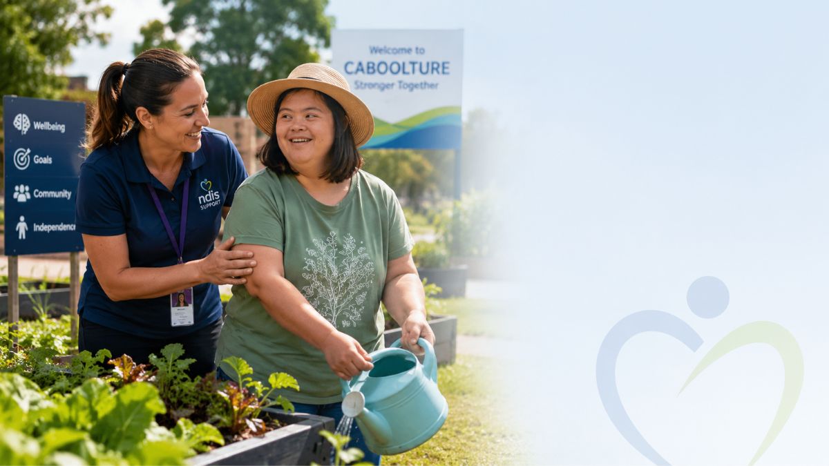 NDIS Provider in Caboolture supporting a participant through community participation activities to promote independence, mental wellbeing, and disability support services.