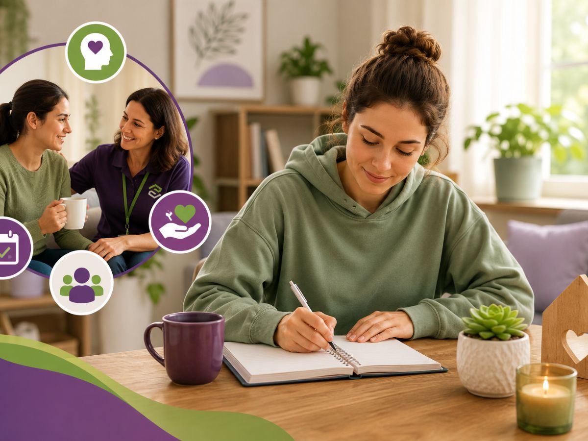 Support worker assisting an NDIS participant in Supported Independent Living (SIL) and In-Home Support settings in Kingston and Logan.